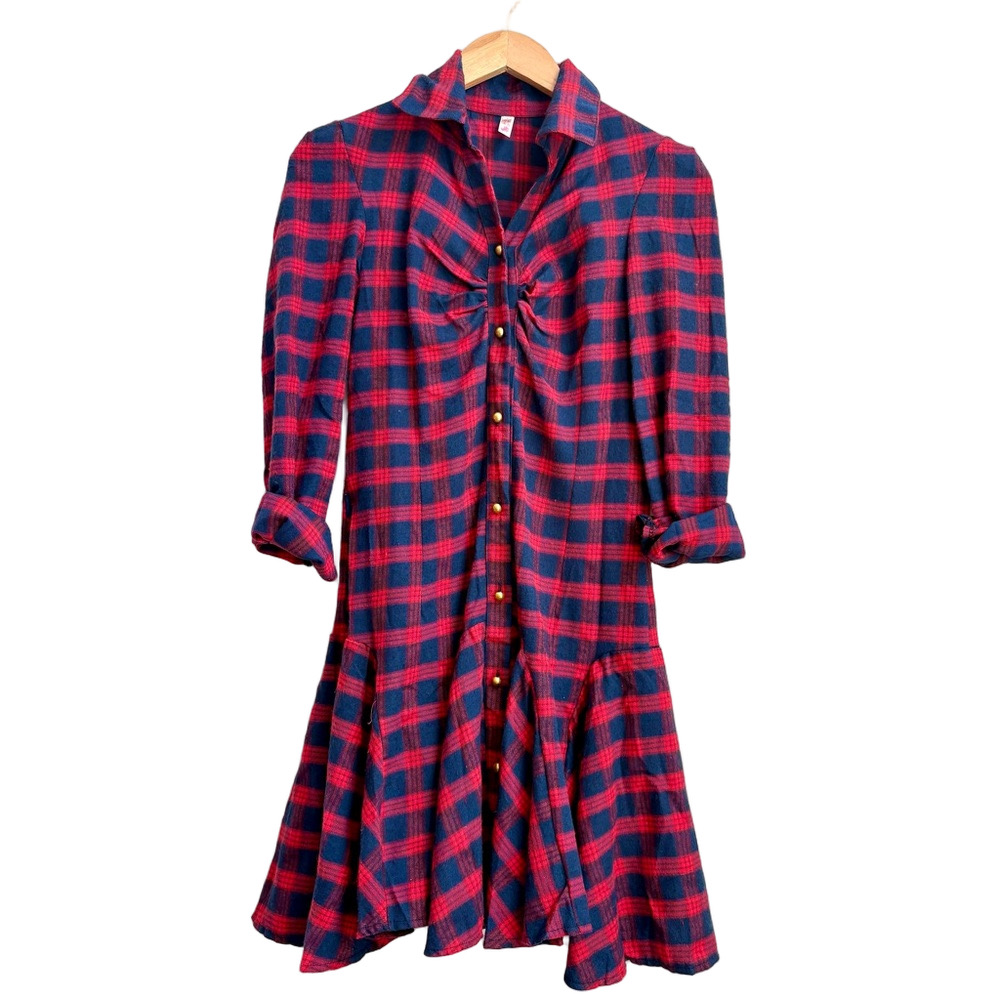 Grunge style sexy feminine Camping trip warm Flannel Dress size small Sm